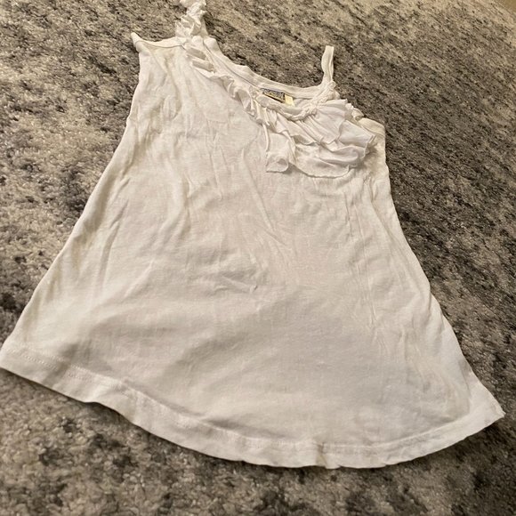 EUC Susina White Ruffle Tank Top Sz S - Picture 4 of 5